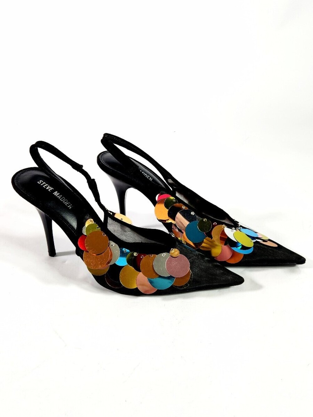 Steve Madden Black Slingback Heels with Sequin Detail